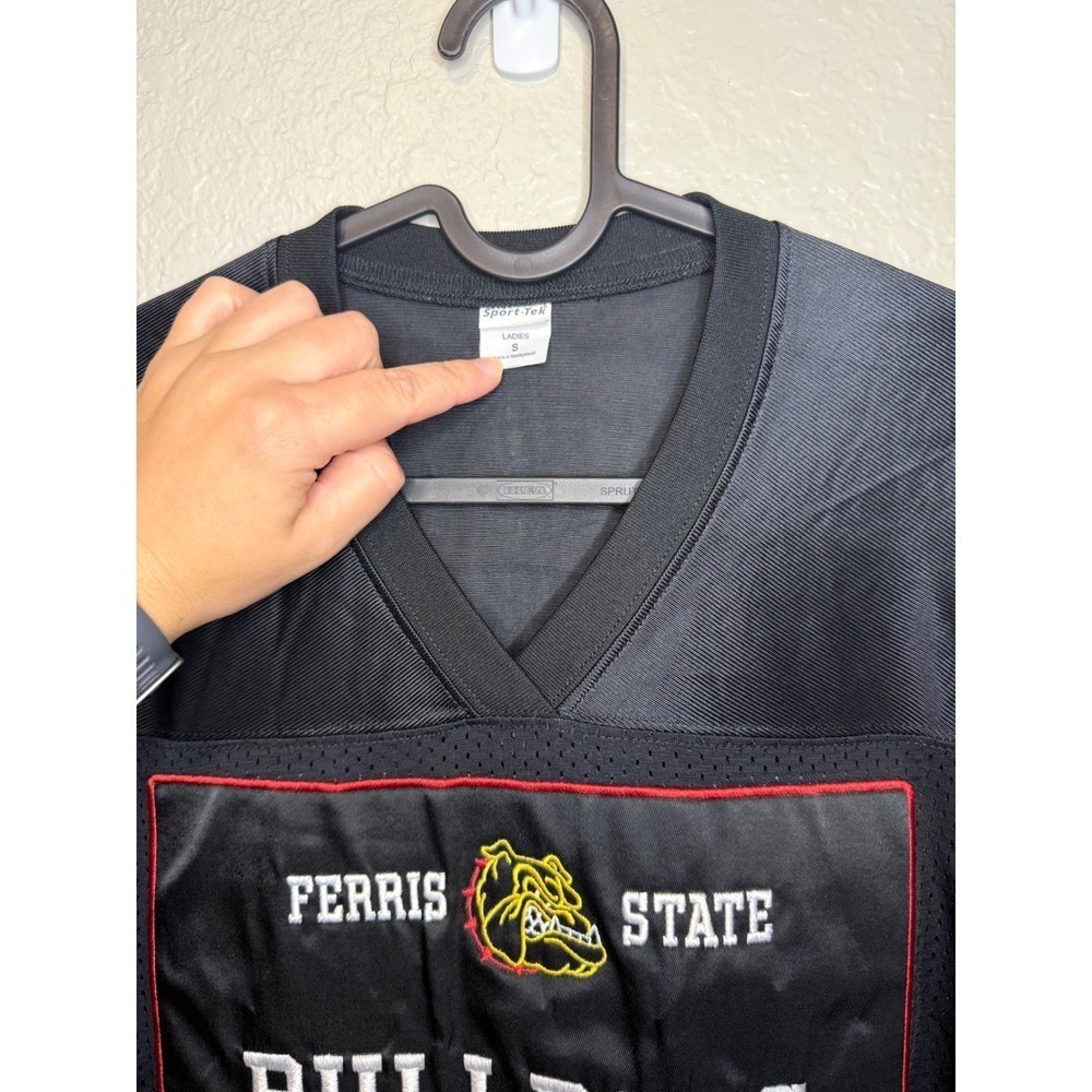 Ferris State Bulldogs Sport-Tek Football Jersey Ladies' Small Black Mesh Top - Picture 3 of 3
